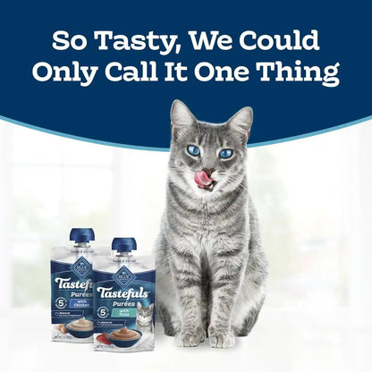 Blue Buffalo Tastefuls Purées Variety Pack Wet Cat Food Complement (Chicken & Tuna) Made with Natural Ingredients, for All Life Stages, 3-Oz. Resealable Pouches (12 Count)2