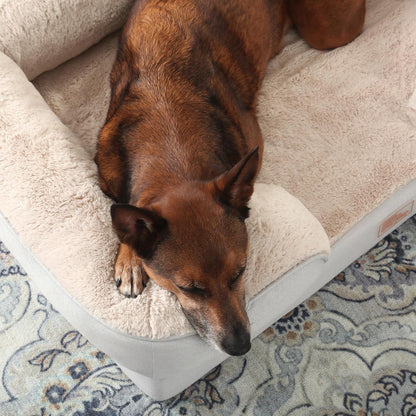 Town & Country Everyday Cuddletown Comfy Solid Bolster Sofa Pet Bed, Supportive & Calming Egg Crate Foam, Non-Slip Bottom, Machine Washable Cover, Grey, Medium 28"X23"X8"5