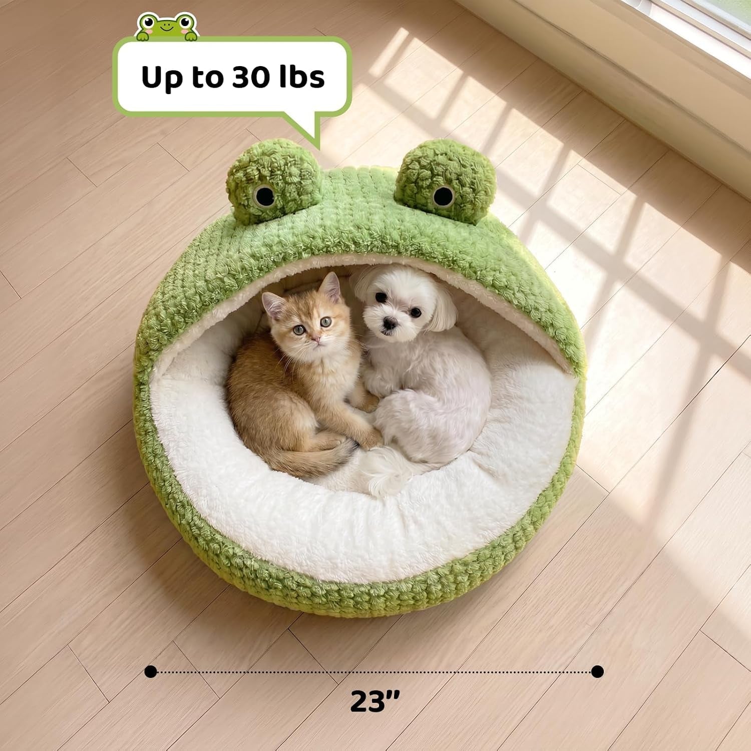 cwv-cute-cat-beds-kitten-beds-soft-small-dog-beds-washable-pet-beds-for-puppy-and-kitty-funny-frog-cat-cave-23-inches