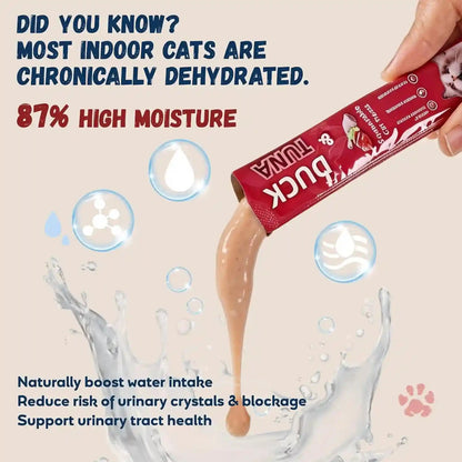Pawmate Lickable Tuna & Duck Cat Treats, High Moisture Wet Cat Squeeze | Urinary Health & Hydration, Creamy Cat Puree for Kittens & Adult Cats, Grain-Free, 20 Tubes X 15G3