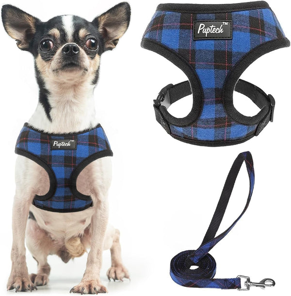 PUPTECK Soft Mesh Dog Harness Small Sized and Leash Set Pet Puppy Cat Comfort Padded Vest No Pull Harnesses, Beige, S81