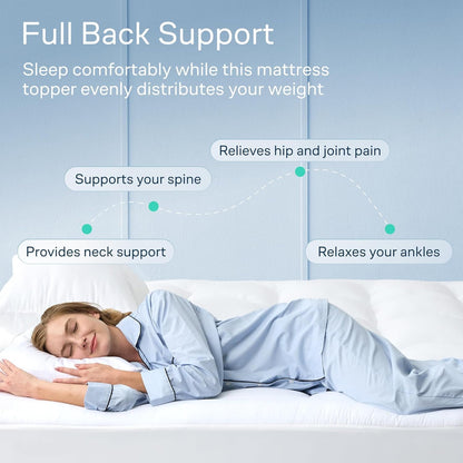 100% Cotton Top Cooling Mattress Topper - Queen Size | Cloud-Like Mattress Pad, Breathable, 20" Deep Pocket, Back Pain Relief, Perfect for Hot Sleepers, White4