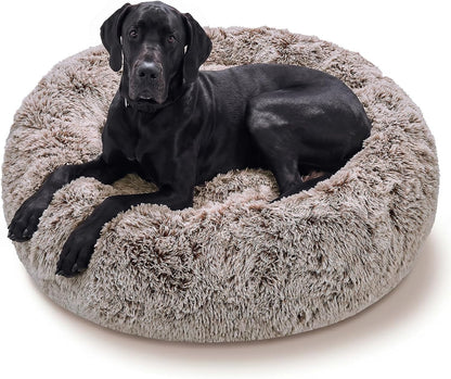 JOLLYVOGUE Small Dog Bed, Calming Soft Anti-Anxiety Donut Cat Bed, Washable round Fluffy Cushion for Small and Medium Pets (20")25