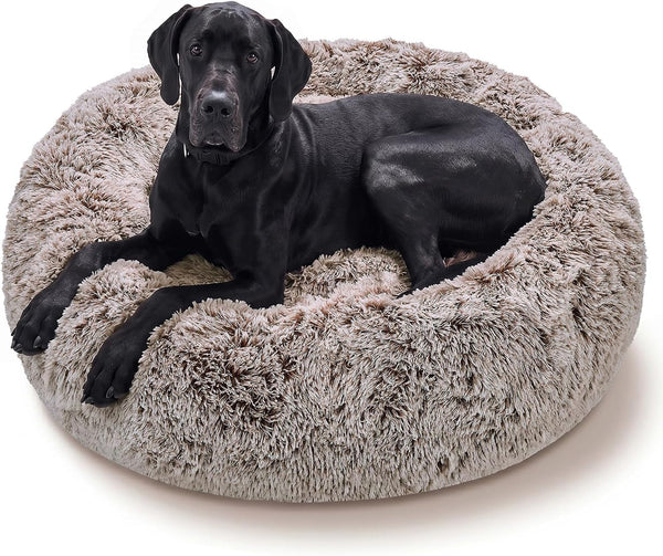 JOLLYVOGUE Small Dog Bed, Calming Soft Anti-Anxiety Donut Cat Bed, Washable round Fluffy Cushion for Small and Medium Pets (20")25