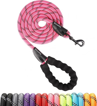 Rttochfy Rope Dog Leash 2/4/5/6/8/10 FT with Comfortable Padded Handle and Highly Reflective Threads for Small Medium and Large Dogs Heavy Duty (1/2"-5 FT, Blue)9