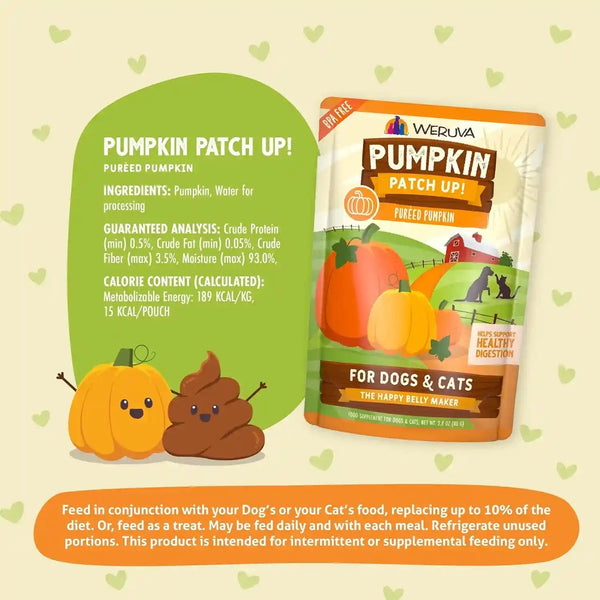 Weruva Pumpkin Patch Up!, Pumpkin Puree Pet Food Supplement for Dogs & Cats, 2.80Oz Pouch (Pack of 12)5