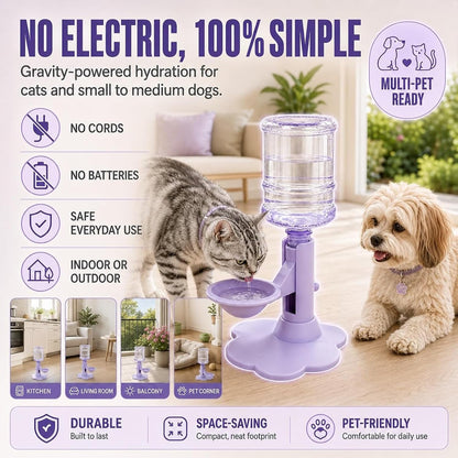 Gravity Cat Water Dispenser Stand - Spill-Proof, Gravity Self Refilling Cat & Dog Water Bowl, Anti-Tip Cat Water Bowl with Suction Base Keeps Water Clean and Fresh for Messy Pets，Blue6