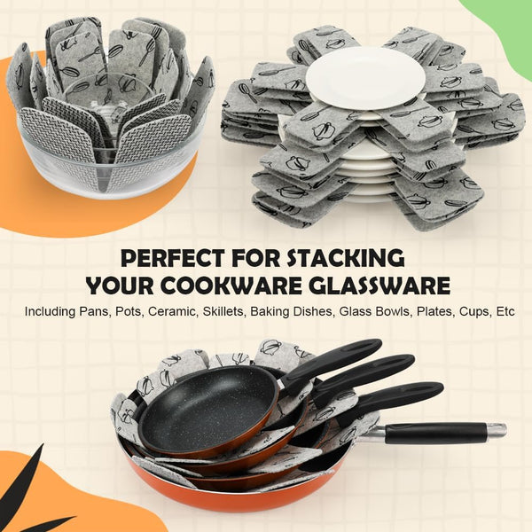 Pot and Pan Protectors for Stacking, 12Pcs & 3 Sizes, Separator Pads | Felt Pan Pot Dividers Protect Cookware, Glassware, Dishes and Cast Iron from Scratches and Chipping in Cabinet and RV Storage5