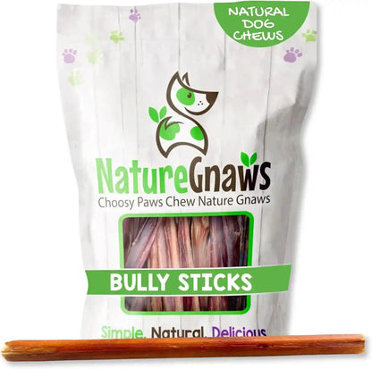 Nature Gnaws Extra Thin Bully Sticks for Small Dogs 5-6" (10 Count) - Long Lasting for Light Chewers and Puppies - Natural Beef Dog Chew Bones18