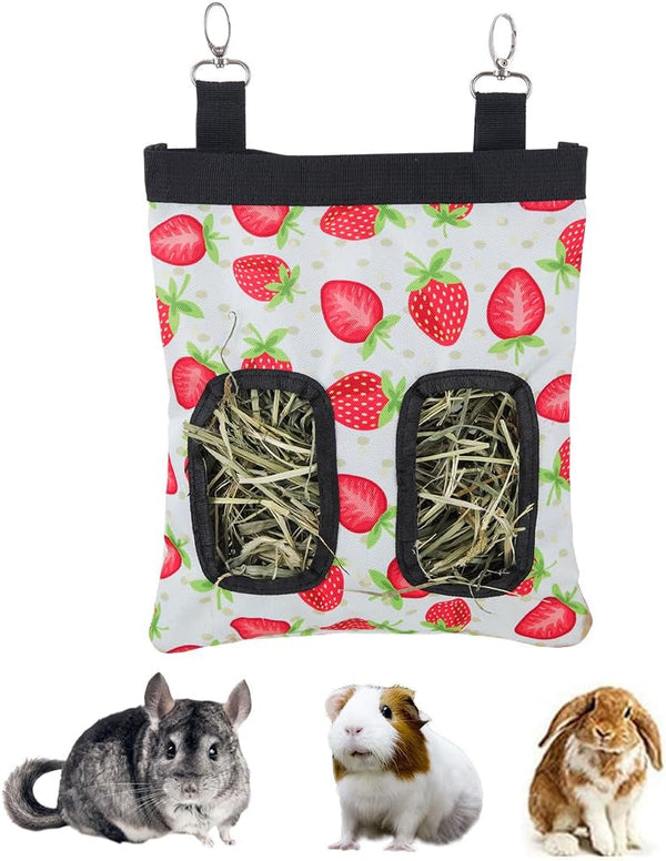 DZWLKJ Guinea Pig Hay Feeder, 2 Pack, 11 X 9 X 1 Inches, Rabbit Hay Feeder Bag, Stainless Steel, 600D Oxford, Watermelon and Strawberry12