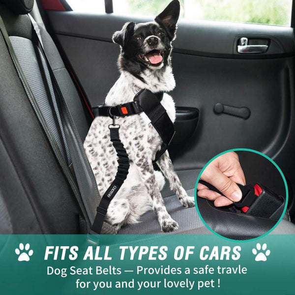 COOYOO Dog Seat Belt, Durability Retractable Dog Car Harness Adjustable Dog Seat Belt for Vehicle Nylon Pet Safety Seat Belts Heavy Duty & Elastic (1 Pack Black)6