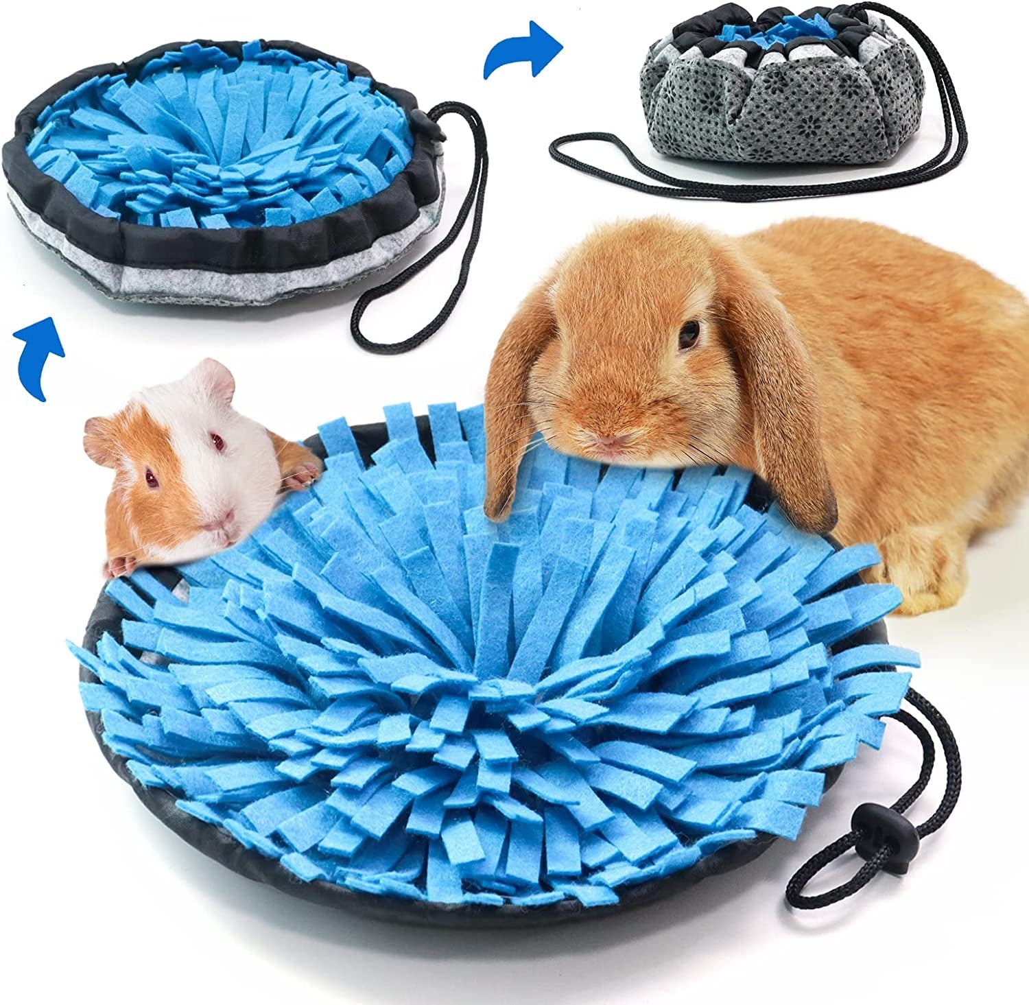 rabbit-foraging-mat-interactive-feed-game-for-boredom-small-pet-puzzle-toy-ovmkov-9-44-x-9-44-polar-fleece-snuffle-pad-bed-nosework-feeding-mat-for-bunny-hamster-guinea-pigs-ferrets-chinchillas