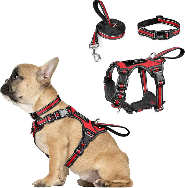 WINSEE Pet Harness Collar and Leash Set, All-In-One Reflective Dog Harness No Pull with Adjustable Buckles for Puppies, Small, Medium, Large, and Extra-Large Dogs (Large, Pink)29