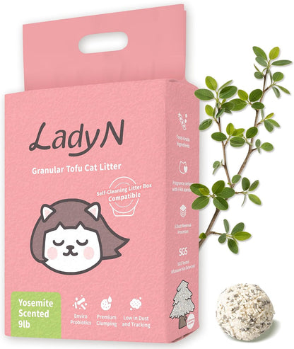 Lady N Tofu Cat Litter, Low Dust Compatible with Auto-Box Unscented 9Lb | Mini-Pellet Shape, Strong Clumping, Ultra Absorbent, Activated Charcoal Odor Control12