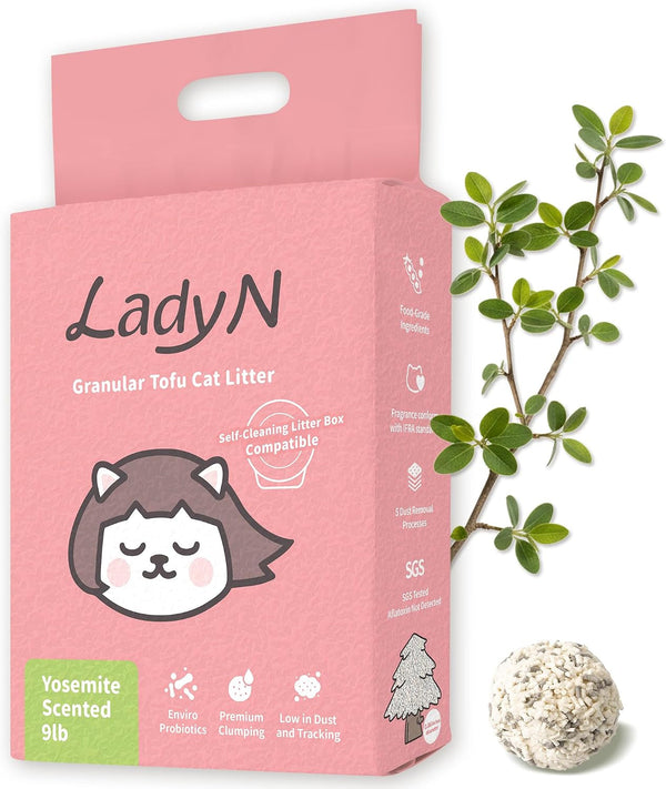 Lady N Tofu Cat Litter, Low Dust Compatible with Auto-Box Unscented 9Lb | Mini-Pellet Shape, Strong Clumping, Ultra Absorbent, Activated Charcoal Odor Control12