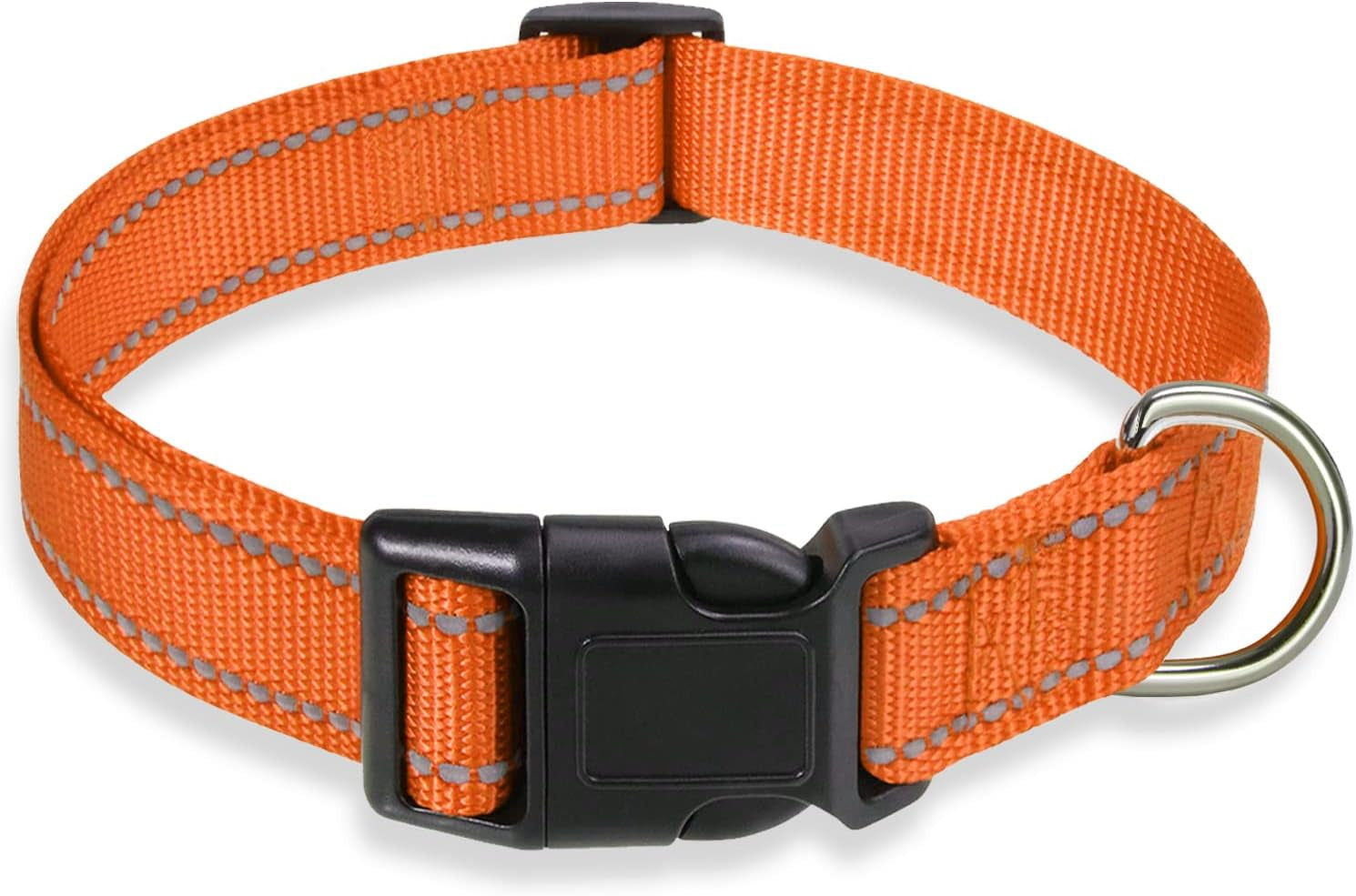 reflective-dog-collar-with-buckle-adjustable-safety-nylon-collars-for-small-medium-large-dogs-pink-m-breathable-nylon-collars-for-small-medium-large-dogs-no-chafing-on-walks-and-outdoor-hikes-metal-d-ring-night-safety