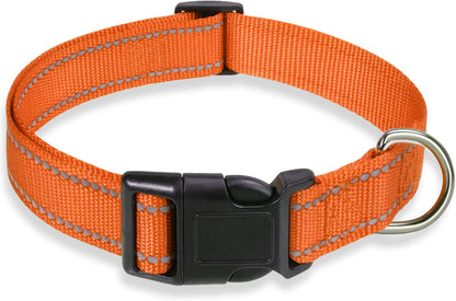 Reflective Dog Collar with Buckle Adjustable Safety Nylon Collars for Small Medium Large Dogs, Pink M | Breathable Nylon Collars for Small Medium Large Dogs, No Chafing on Walks and Outdoor Hikes, Metal D-Ring, Night Safety13