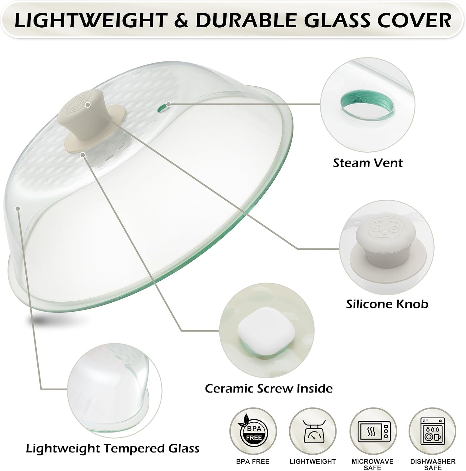 lighter-weight-tempered-glass-microwave-splatter-cover-11-5-inch-inner-diameter-10-6-heat-resistant-durable-glass-lid-with-vent-silicone-knob-dishwasher-safe-100-food-grade-bpa-free