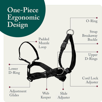Sporn Head Halter for Dogs, No Pull Dog Harness, Durable Nylon Training Collar for Large Breeds, No Choke Design, Padded Restraints, Adjustable Fit, Easy On/Off, Black, Large5