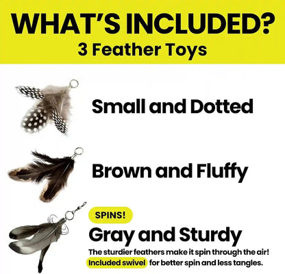 Cat Feather Toy Refill 3-Pack - Natural Feather Cat Toy - Small Size Cat Wand Attachments - Official Cat Toy Feather Replacement for Forever Stick Cat Wand Toy - Cat Wand Refill - Cat Lure and Teaser6