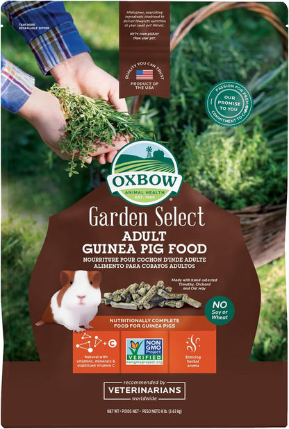 Oxbow Garden Select Adult Guinea Pig Food, Pellets with Vitamin C, 8 Lb | Non-Gmo, Adult Guinea Pig Pellets, with Timothy, Orchard and Oat Hay, Vitamins and Minerals, High Fiber, Made in USA1
