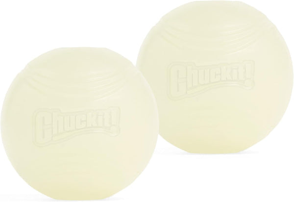 Chuckit! Glow in the Dark Bouncy Balls - Ball for Dogs, Chuckit Dog Toy, Max Glow Balls - Medium, 2.5 Inch Pack of 21
