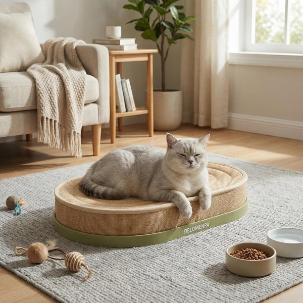 Large Sisal Cat Scratcher Lounge, 2-In-1 Cat Bed with Durable Base & Plush Foam Cushion, Non-Shedding Cat Scratching Pad for Indoor Cats,22"X14", No Mess Furniture Protector9
