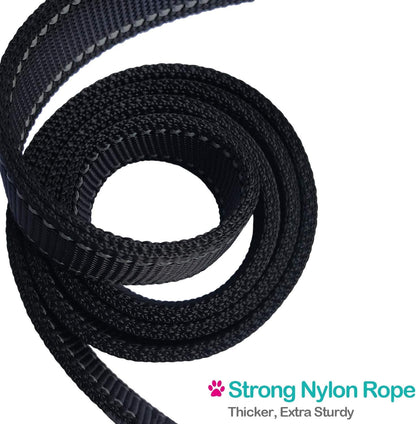 Short Dog Leash - Traffic Padded Handle - Heavy Duty - Short Nylon Dog Lead for Training Control - Reflective Threads Pet Leashes for Large Dogs and Medium Dogs (12 Inch, Black)5