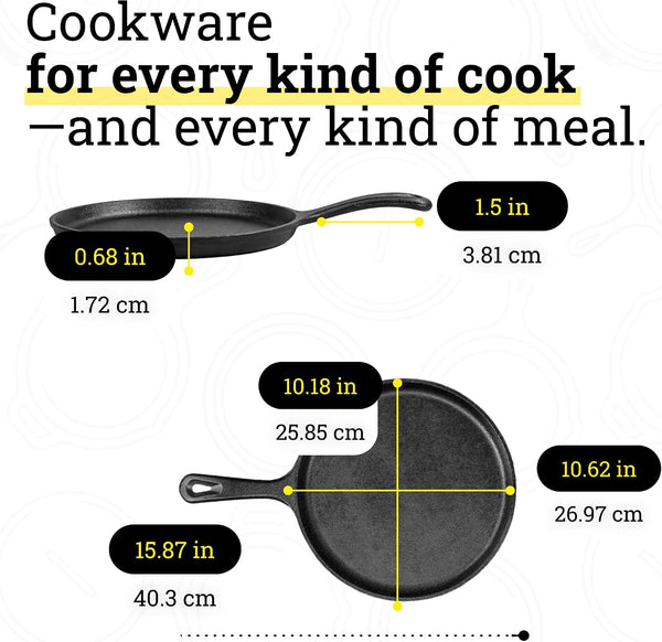 Cast Iron Set - 4-Piece Set - Pre-Seasoned Kitchen Set - Skillet, Griddle & Dutch Oven Included - Pfas-Free Non-Toxic Cookware | Pfas-Free Cast Iron Set Includes Skillets, Griddle & Dutch Oven for Non-Toxic Everyday Cooking, Made in USA7
