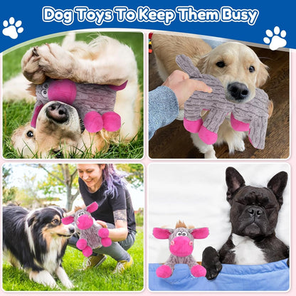 Loncoldy Plush Chew Toys for Large Dogs, Tough Crinkle Stuffed Animal Squeaky Interactive Toys for Small Medium Large Dogs, Keep Them Busy, Big Pet Toys6