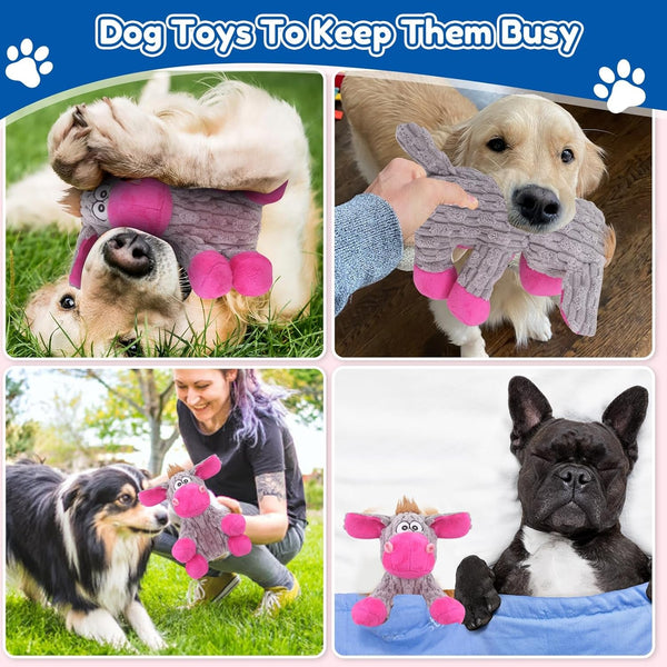 Loncoldy Plush Chew Toys for Large Dogs, Tough Crinkle Stuffed Animal Squeaky Interactive Toys for Small Medium Large Dogs, Keep Them Busy, Big Pet Toys6
