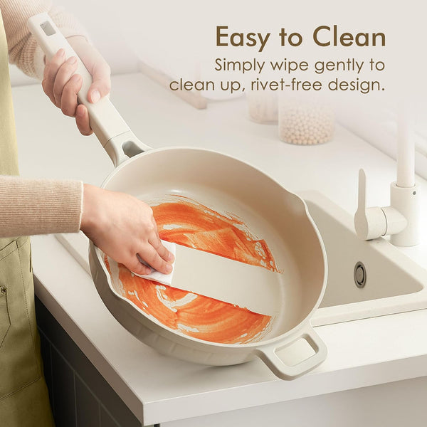 14Pcs Pots and Pans Set Non Stick, Ceramic Cookware Set Non Toxic | PFAS/PTFE Free, Induction Cookware, Even Heating, Durable, Dishwasher Safe, Healthy Kitchen Cooking Set, Stay-Cool Handles8