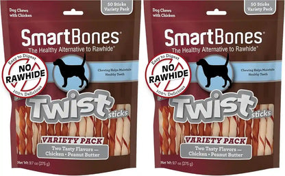 Smartbones Smart Twist Sticks, Rawhide Free Dog Chew Sticks, Made with Real Chicken, 50 Sticks , 9.7 Ounce (Pack of 1)20