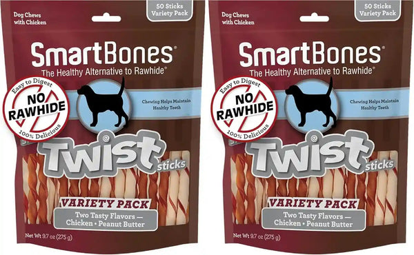 Smartbones Smart Twist Sticks, Rawhide Free Dog Chew Sticks, Made with Real Chicken, 50 Sticks , 9.7 Ounce (Pack of 1)20