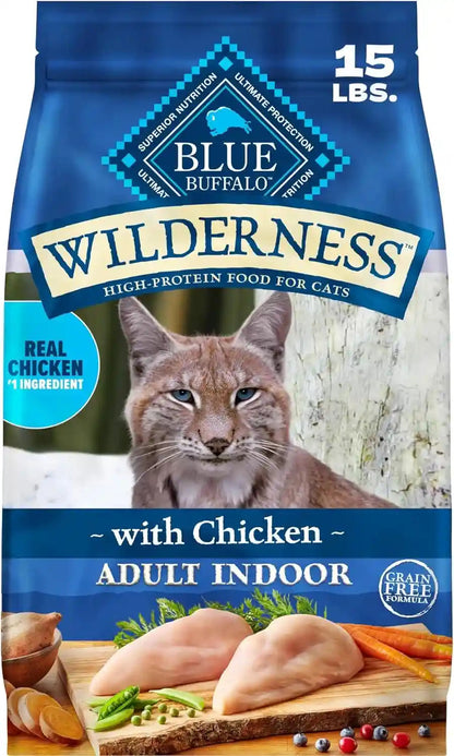 Blue Buffalo Wilderness Chicken Natural High-Protein Grain-Free Dry Food for Adult Indoor Cats, Real Chicken First, Antioxidant-Rich Lifesource Bits Support Immunity, Promotes Strong Muscles, 11 Lbs.12