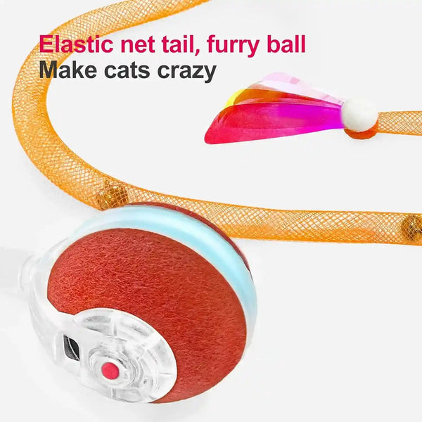 Jkanti Interactive Cat Toys for Indoor Cats,The 3Rd Generation Agile Moving Cat Ball with Elastic Mesh Tail,Automatic Kitten Toys for Bored Indoor Cats,Motion Activated (Orange)4