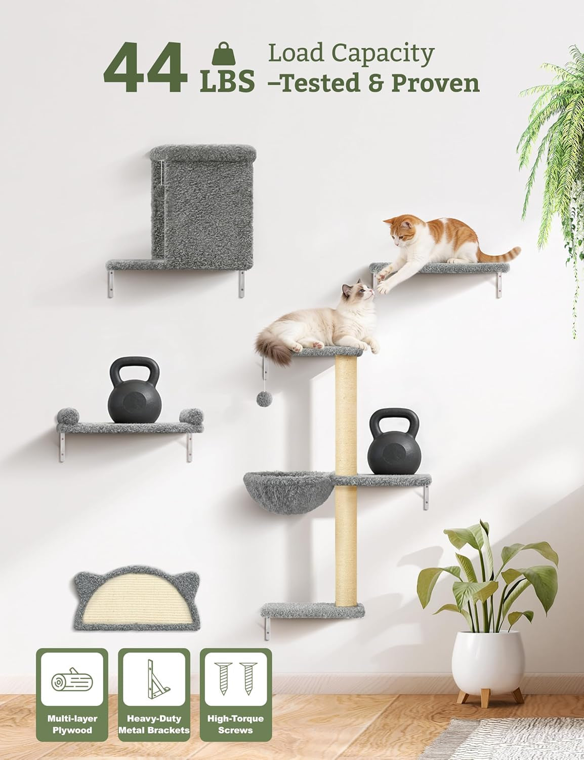 5-in-1-cat-wall-shelves-solid-wood-cat-wall-furniture-set-for-indoor-cats-44-lb-per-shelf-72-hour-load-tested-pre-drilled-fits-16-in-stud-drywall-solid-walls-for-small-to-medium-cats