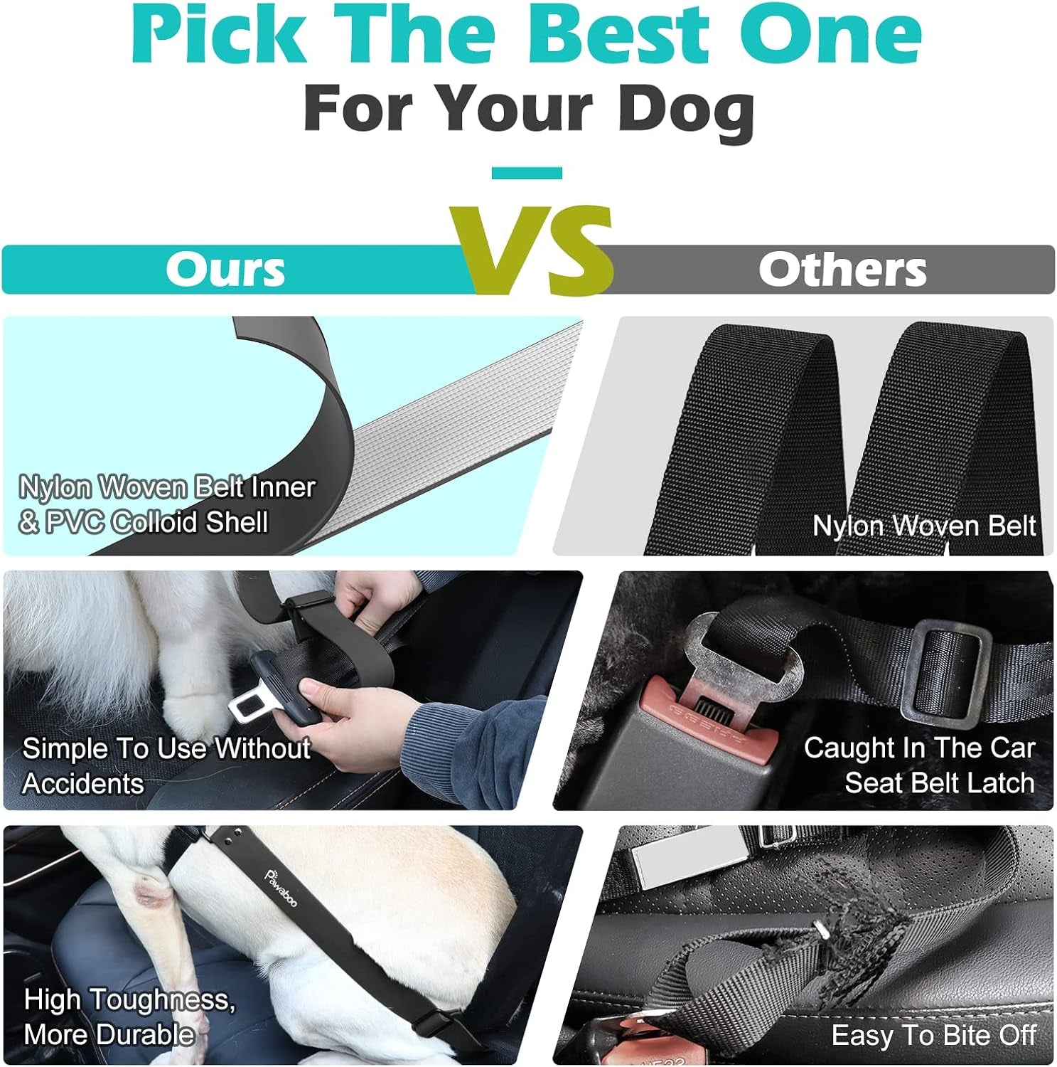 pawaboo-dog-seat-belt-for-car-with-360-hook-20-in-chew-proof-black-adjustable-nylon-pvc-dog-car-safety-restraint-dog-seat-belt-leashes-for-cars-universal-pet-safety-belts