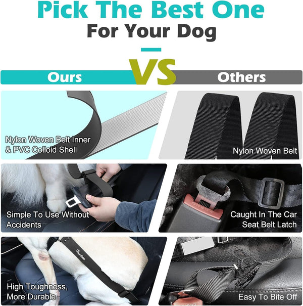 Pawaboo Dog Seat Belt for Car, with 360° Hook，20 In, Chew-Proof, Black | Adjustable Nylon & PVC Dog Car Safety Restraint, Dog Seat Belt Leashes for Cars, Universal Pet Safety Belts4