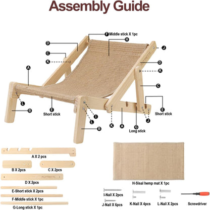 Sisal Cat Scratcher Bed with Adjustable 4-Position for Cats Scratcher Lounge, 2 in 1 Cat Sisal Chair for Indoor Cats Hammock for Scratching Pad, Natural Lounger Chair6