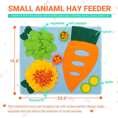 Rabbit Snuffle Mat, Bunny Foraging Feeding Toy for Small Pet | Small Animal Enrichment Toy Washable Feeding Mat for Guinea Pig Chinchilla Hedgehog Ferret2