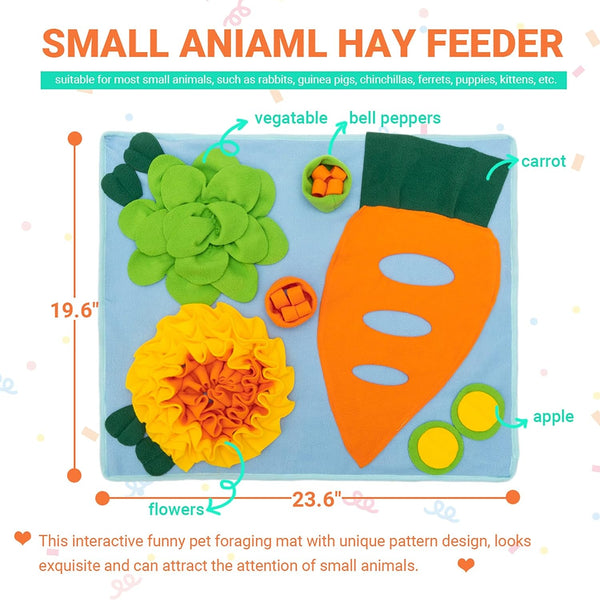 Rabbit Snuffle Mat, Bunny Foraging Feeding Toy for Small Pet | Small Animal Enrichment Toy Washable Feeding Mat for Guinea Pig Chinchilla Hedgehog Ferret2