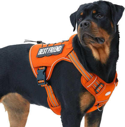 Auroth Tactical Dog Harness for Large Dogs No Pull Adjustable Pet Harness Reflective K9 Working Training Easy Control Pet Vest Military Service Dog Harnesses Army Yellow L17