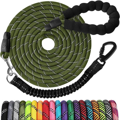 Long Dog Leash 15 FT: Heavy Duty Rope Leashes for Dogs Training with Swivel Lockable Hook Reflective Threads Bungee and Padded Handle - Dog Lead for Large Small Medium Dogs outside Walking Hiking32