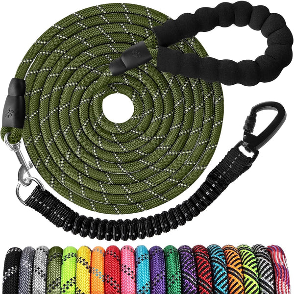 Long Dog Leash 15 FT: Heavy Duty Rope Leashes for Dogs Training with Swivel Lockable Hook Reflective Threads Bungee and Padded Handle - Dog Lead for Large Small Medium Dogs outside Walking Hiking32
