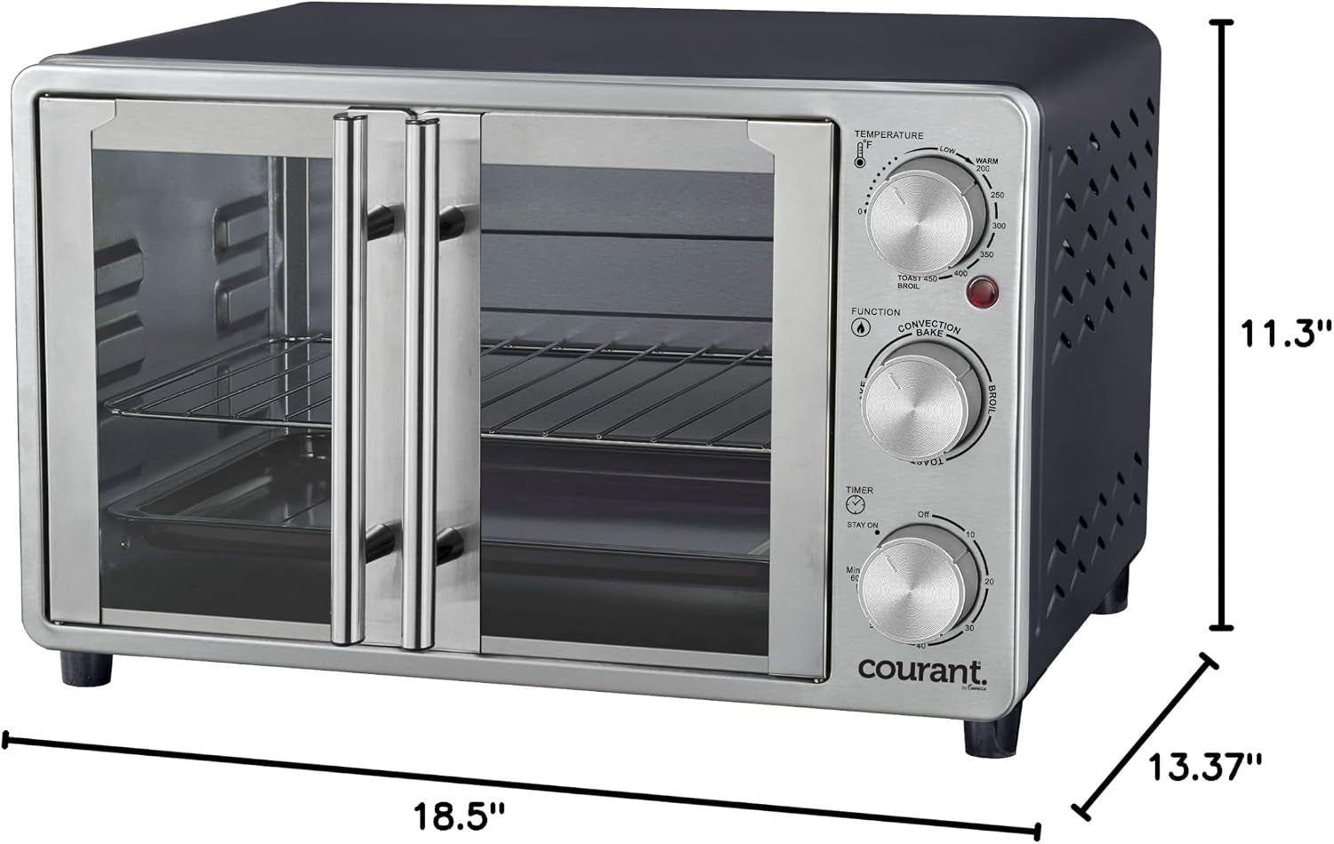 french-door-convection-toaster-oven-broiler-bake-broil-toast-oven-fits-9x13-aluminum-baking-pan-6-slices-10-pizza-convection-oven-stainless-steel