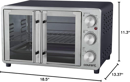 French Door Convection Toaster Oven & Broiler, Bake Broil Toast Oven, Fits 9X13’’ Aluminum Baking Pan, 6-Slices, 10’’ Pizza, Convection Oven - Stainless Steel7