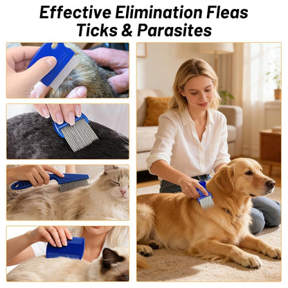 7PCS Flea Comb Set for Cats & Dogs, Pet Comb, Dog Eye Comb, Tick Comb | 7 Combs for Flea Removal, Tear Stain Cleaning and Grooming with Stainless Steel and Plastic for Cats and Dogs.6