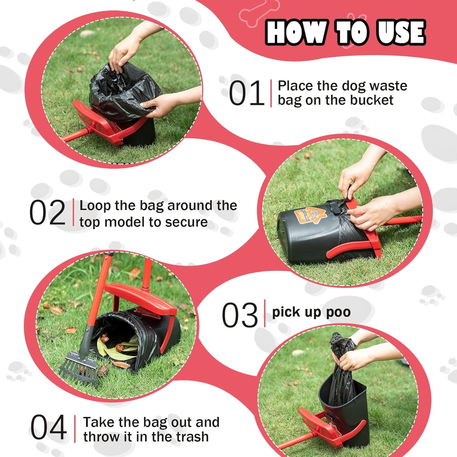 huzsv-dog-pooper-scooper-with-bag-attachment-swivel-bin-heavy-duty-metal-rake-and-spade-set-non-breakable-poop-scoop-for-large-small-dogs-100-waste-bags-for-grass-dirt-gravel