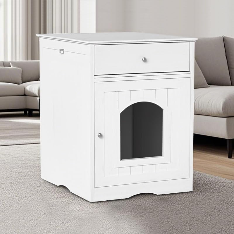 large-wood-house-for-cats-litter-box-enclosure-furniture-hidde-out-box-with-cabinet-drawer-indoor-pet-house-side-table-wooden-crate-white